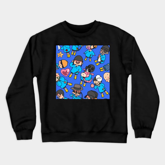 TF2 kiddies BLU Crewneck Sweatshirt by Velvetcat09